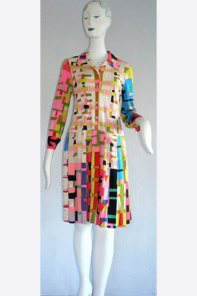 1960s Leonard Geometric Print Dress
