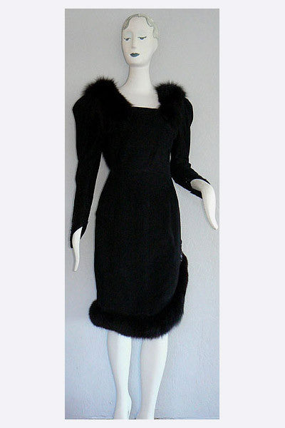 1980s Bernard Perris Suede & Fox Dress