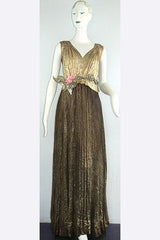 Gold lace and blue silk evening dress, American, late 1920s, Kent State  University Museum 1991.42.104 - The Dreamstress