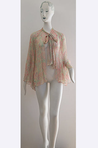 1930s Floral silk chiffon jacket