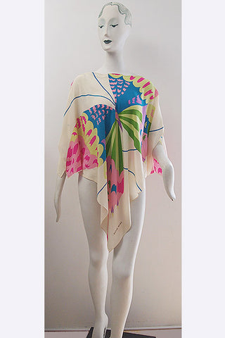 1970s Hanae Mori Butterfly Poncho - Tunic