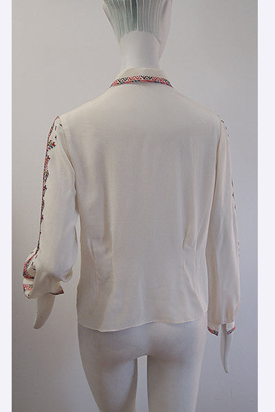 1950s Romanian Embroidered Peasant Blouse