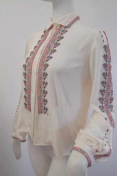1950s Romanian Embroidered Peasant Blouse