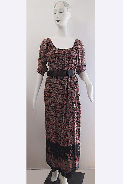1970s Julio Espada "Hippie Chic" Bird Print Dress