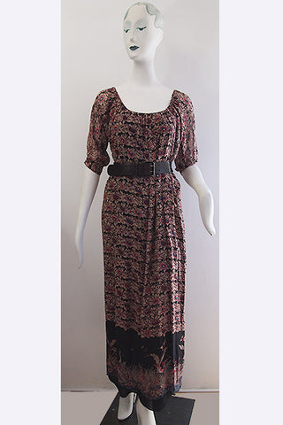 1970s Julio Espada "Hippie Chic" Bird Print Dress