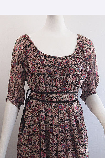 1970s Julio Espada "Hippie Chic" Bird Print Dress