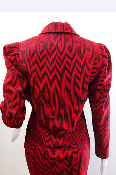 1980s Lanvin Red Herringbone Power Suit