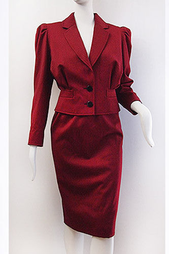 1980s Lanvin Red Herringbone Power Suit