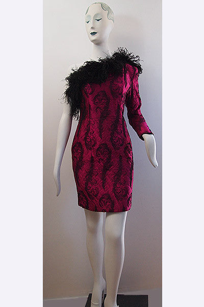 1980s Patrick Kelly "Feather" One Arm Dress