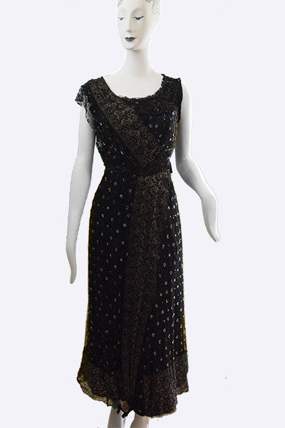 1910s Edwardian Tulle & Gilt Lace Evening Dress Swank Vintage 1910s Edwardian Tulle & Gilt Lace Evening Dress Swank Vintage