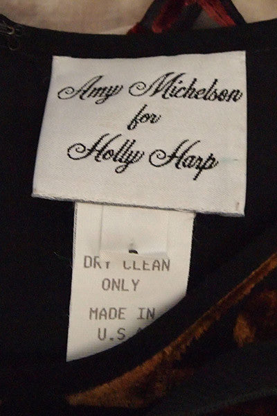 1990s Amy Michelson for Holly Harp Devore Velvet Dress