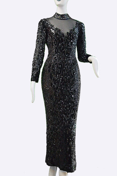 1980s Bob Mackie Couture Beaded Evening Dress