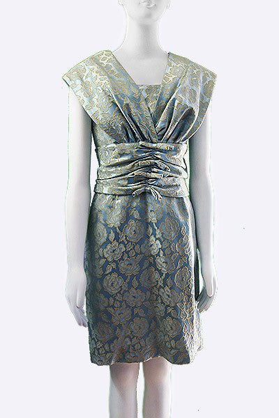 1960s Julian Rose Silk Brocade Cocktail Dress